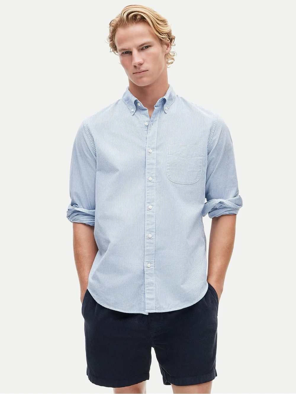 J. Crew Slim Fit Broken-in organic cotton oxford shirt in Blue Size M $98 BG421